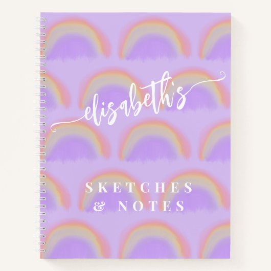 名前パーソナライズされたカラフルパターンスケッチブック ノートブック (正面)
