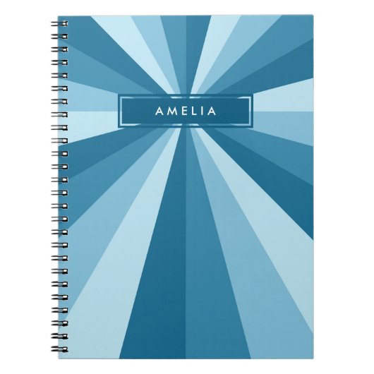 名前パーソナライズされたカラーホイールシェードの青 ノートブック (正面)