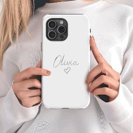 名前パーソナライズされたガーリーとハート付きiPhoneケース iPhone 15 Proケース