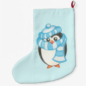 名前パーソナライズされたキッズクリスマスペンギンストッキング ラージクリスマスストッキング (裏面)