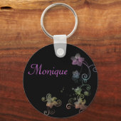 名前パーソナライズされたキーリング – 虹の花 キーホルダー (正面)