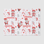 名前パーソナライズされたクリスマスサンタパターン 薄葉紙 (正面)