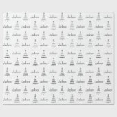 名前パーソナライズされたクリスマスツリーブラック&ホワイト ラッピングペーパー (フラット)