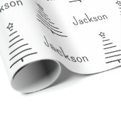 名前パーソナライズされたクリスマスツリーブラック&ホワイト ラッピングペーパー (ロールコーナー)