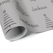 名前パーソナライズされたクリスマスツリー灰色ギフト ラッピングペーパー (ロールコーナー)