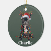 名前パーソナライズされたクリスマスフランスのブルドッグ セラミックオーナメント (左)
