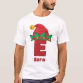 名前パーソナライズされたクリスマス付きモノグラム Tシャツ (正面)