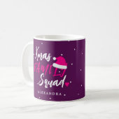 名前パーソナライズされたクリスマス家族の分隊のスクリプト コーヒーマグカップ (正面左)