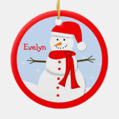 名前パーソナライズされたクリスマス雪だるまオーナメント セラミックオーナメント (裏面)