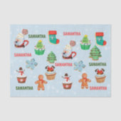 名前パーソナライズされたクリスマスCookieカップケーキ 薄葉紙 (正面)