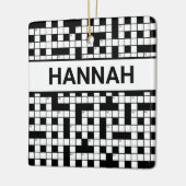 名前パーソナライズされたクロスワードパズルパターン セラミックオーナメント (左)