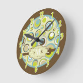 名前パーソナライズされたクロック1970のレトロ円パター ラウンド壁時計 (傾斜)