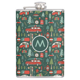 名前パーソナライズされたク素朴リスマスキャンプ フラスク