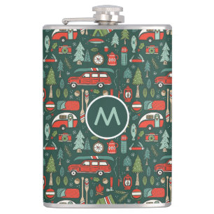 名前パーソナライズされたク素朴リスマスキャンプ フラスク