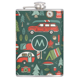 名前パーソナライズされたク素朴リスマスキャンプ フラスク