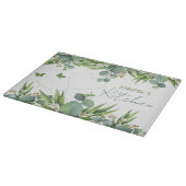 名前パーソナライズされたグリーンウォーター色離れの カッティングボード (角)