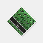 名前パーソナライズされたグリーングリッターブーツ弓 スタンダードカクテルナプキン (角)