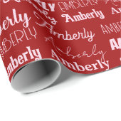 名前パーソナライズされたコラージュ赤タイポグラフィクリスマス ラッピングペーパー (ロールコーナー)