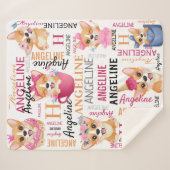 名前パーソナライズされたコラージュCorgi Dogs シェルパブランケット (正面(横))