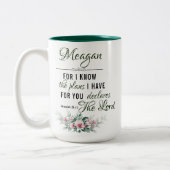 名前パーソナライズされたコーヒーマグ:エレミヤ29:11 ツートーンマグカップ (左)