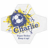 名前パーソナライズされたサッカーのストライクゴールブルーグラフィック サッカーボール (フラット)