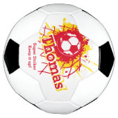 名前パーソナライズされたサッカーのストライクゴール赤グラフィック サッカーボール (回転)