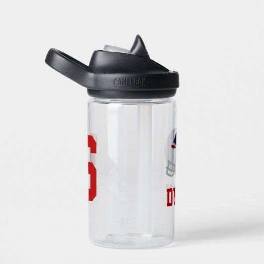 名前パーソナライズされたサッカーをテーマにした ウォーターボトル (右面)