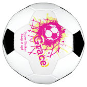 名前パーソナライズされたサッカーゴール女の子ピンク サッカーボール (回転)