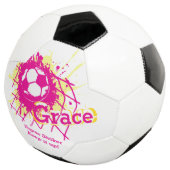 名前パーソナライズされたサッカーゴール女の子ピンク サッカーボール (3/4)
