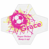 名前パーソナライズされたサッカーゴール女の子ピンク サッカーボール (フラット)