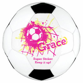 名前パーソナライズされたサッカーゴール女の子ピンク サッカーボール