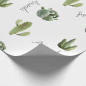 名前パーソナライズされたサボテン ラッピングペーパー (角)