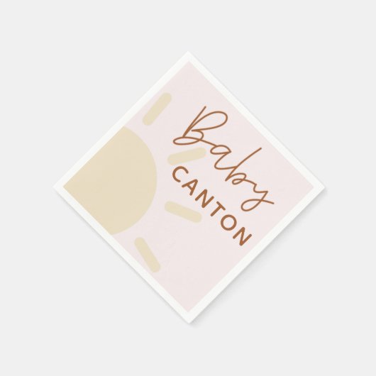 名前パーソナライズされたサンシャインボホベイビーシャワー スタンダードカクテルナプキン (角)