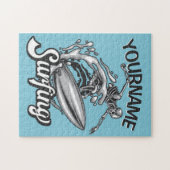 名前パーソナライズされたサーファービッグウェーブスケルトンサーフィン ジグソーパズル (横)