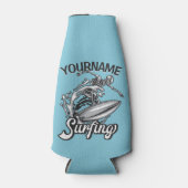 名前パーソナライズされたサーファービッグウェーブスケルトンサーフィン ボトルクーラー (正面)