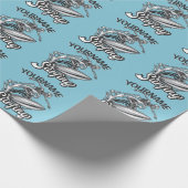名前パーソナライズされたサーファービッグウェーブスケルトンサーフィン ラッピングペーパー (角)