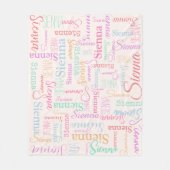 名前パーソナライズされたシエナ数々の・パステル色 フリースブランケット (正面)