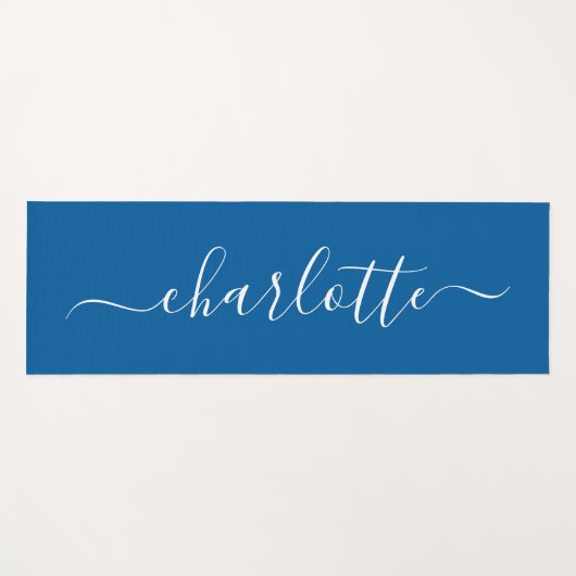 名前パーソナライズされたシック書道海ブルー ヨガマット (正面(横))