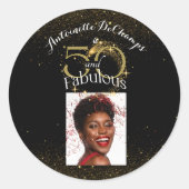 名前パーソナライズされたシック金ゴールドブラック50と素晴らしい ラウンドシール (正面)