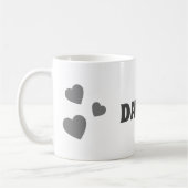 名前パーソナライズされたシンプルグレーハートラブギフト コーヒーマグカップ (左)