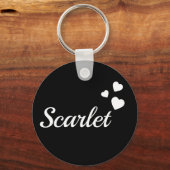 名前パーソナライズされたシンプル白ハートラブ キーホルダー (正面)