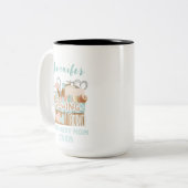 名前パーソナライズされたシーストレス裁縫中毒ママ ツートーンマグカップ (正面左)