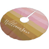 名前パーソナライズされたジオメトストライプリ（ピンクと茶色） ブラッシュドポリエステルツリースカート (アングル)