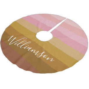 名前パーソナライズされたジオメトストライプリPink and Brown ブラッシュドポリエステルツリースカート