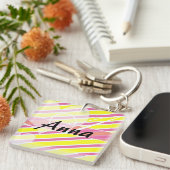 名前パーソナライズされたジオメトリパターンキーチェーン キーホルダー (正面右)