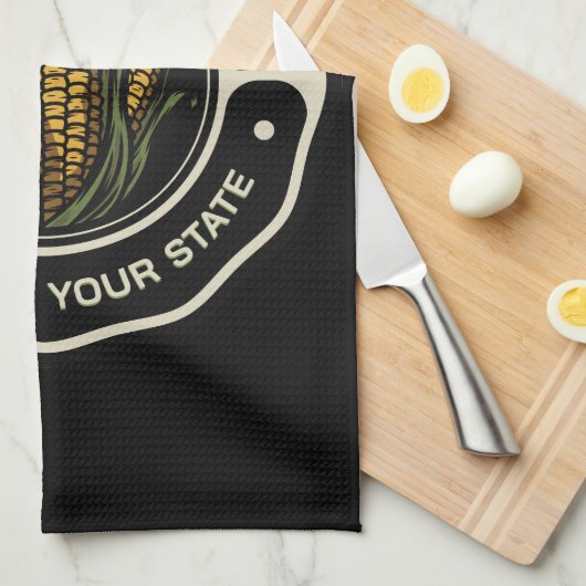 名前パーソナライズされたスウィートコーンガーデンファーム農家 キッチンタオル (四つ折り)