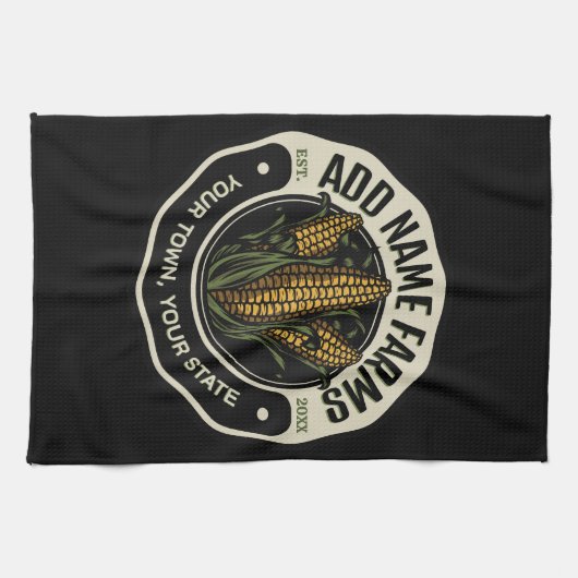 名前パーソナライズされたスウィートコーンガーデンファーム農家 キッチンタオル (横)