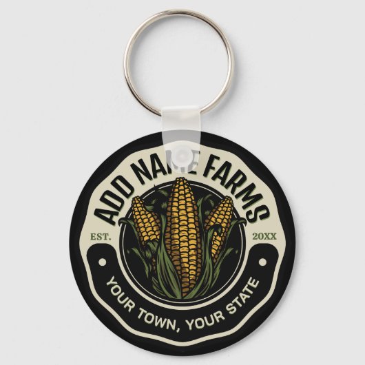 名前パーソナライズされたスウィートコーンガーデンファーム農家 キーホルダー (正面)