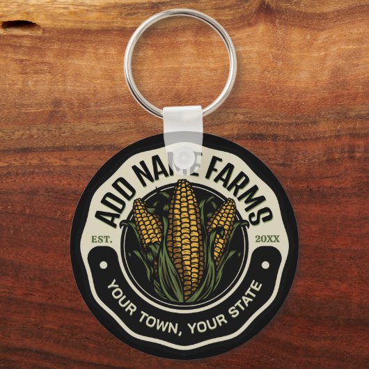 名前パーソナライズされたスウィートコーンガーデンファーム農家 キーホルダー (正面)
