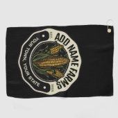 名前パーソナライズされたスウィートコーンガーデンファーム農家 ゴルフタオル (横)